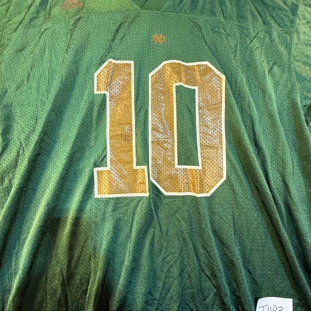 Adidas Notre Dame Fighting Irish Brady Quinn 10 Football Jersey Green Mens 2XL - Picture 3 of 8